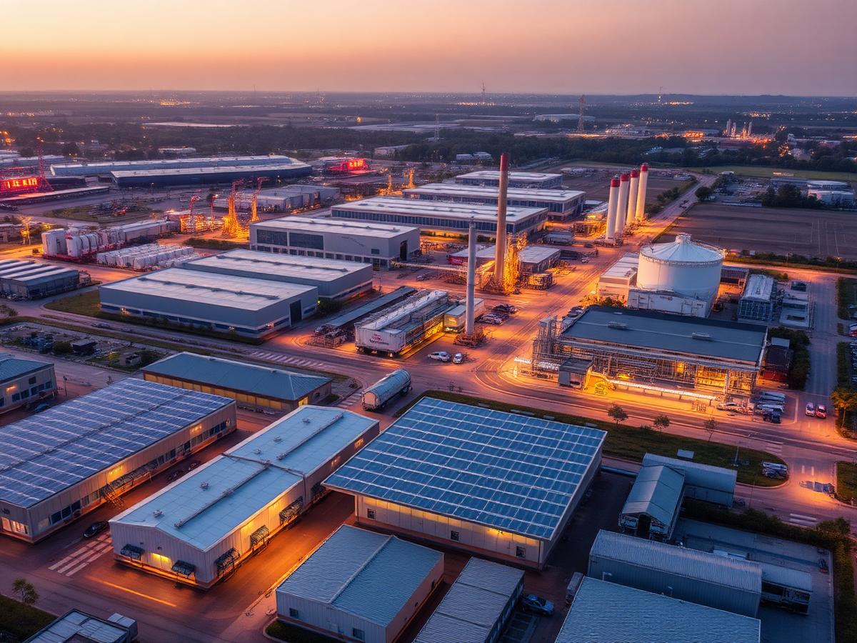 Concept view of a renewable-powered integrated industrial campus.